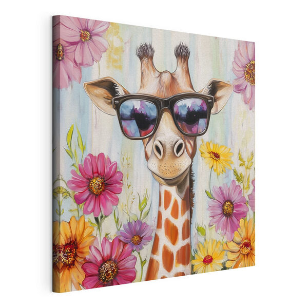 Cuadros Jirafa con gafas de sol y flores (SKU: s42991) Cuadros Cuadros Jirafa con gafas de sol y flores (SKU: s42991)