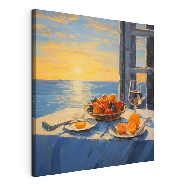 Cuadros Cuadro que representa una cesta de fruta sobre una mesa con una copa de vino (SKU: s43141) Cuadros Cuadros Cuadro que representa una cesta de fruta sobre una mesa con una copa de vino (SKU: s43141)