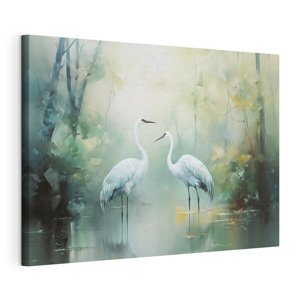 Cuadros Un par de pájaros blancos en un estanque (SKU: s43166) Cuadros Cuadros Un par de pájaros blancos en un estanque (SKU: s43166)