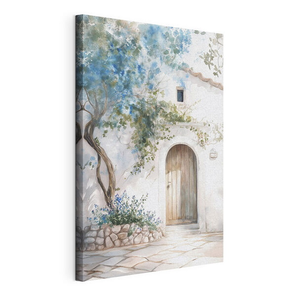 Cuadros Cuadro de una puerta y un árbol en una pared