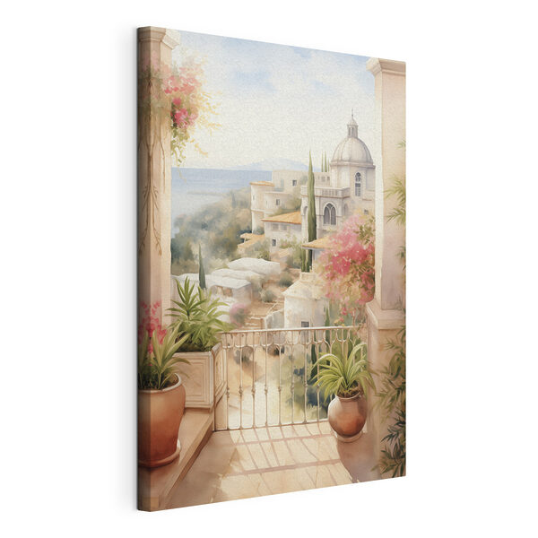 Cuadros Acuarela de un balcón con vistas a una ciudad (SKU: s43181) Cuadros Cuadros Acuarela de un balcón con vistas a una ciudad (SKU: s43181)