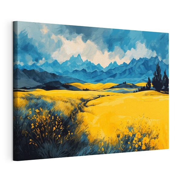 Cuadros Campo amarillo con montañas al fondo (SKU: s43117) Cuadros Cuadros Campo amarillo con montañas al fondo (SKU: s43117)