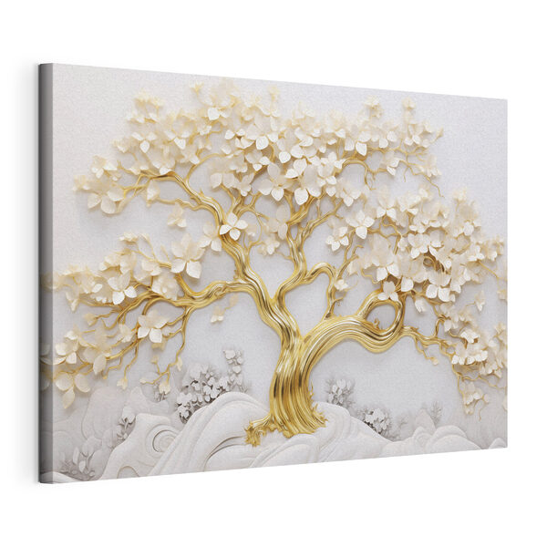 Árbol con hojas y flores blancas Cuadros Árbol con hojas y flores blancas