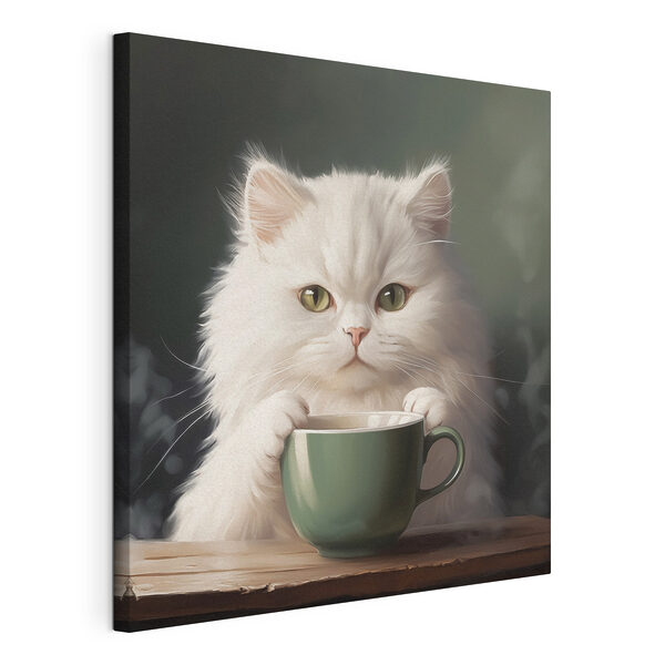 Cuadros Gato con una taza en la boca (SKU: s44032) Cuadros Cuadros Gato con una taza en la boca (SKU: s44032)