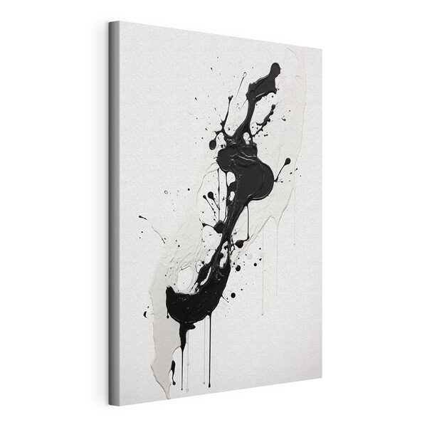 Cuadros Salpicaduras de pintura blanca y negra sobre una superficie blanca