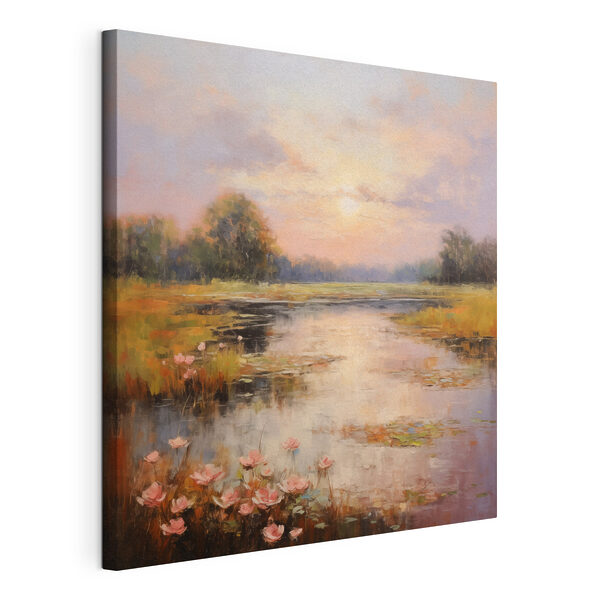 Cuadros Cuadro de un lago con flores (SKU: s44044) Cuadros Cuadros Cuadro de un lago con flores (SKU: s44044)