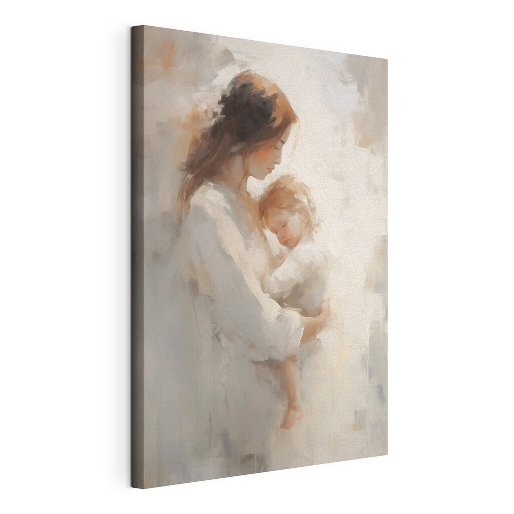 Painting of a woman holding a baby Painting of a woman holding a baby