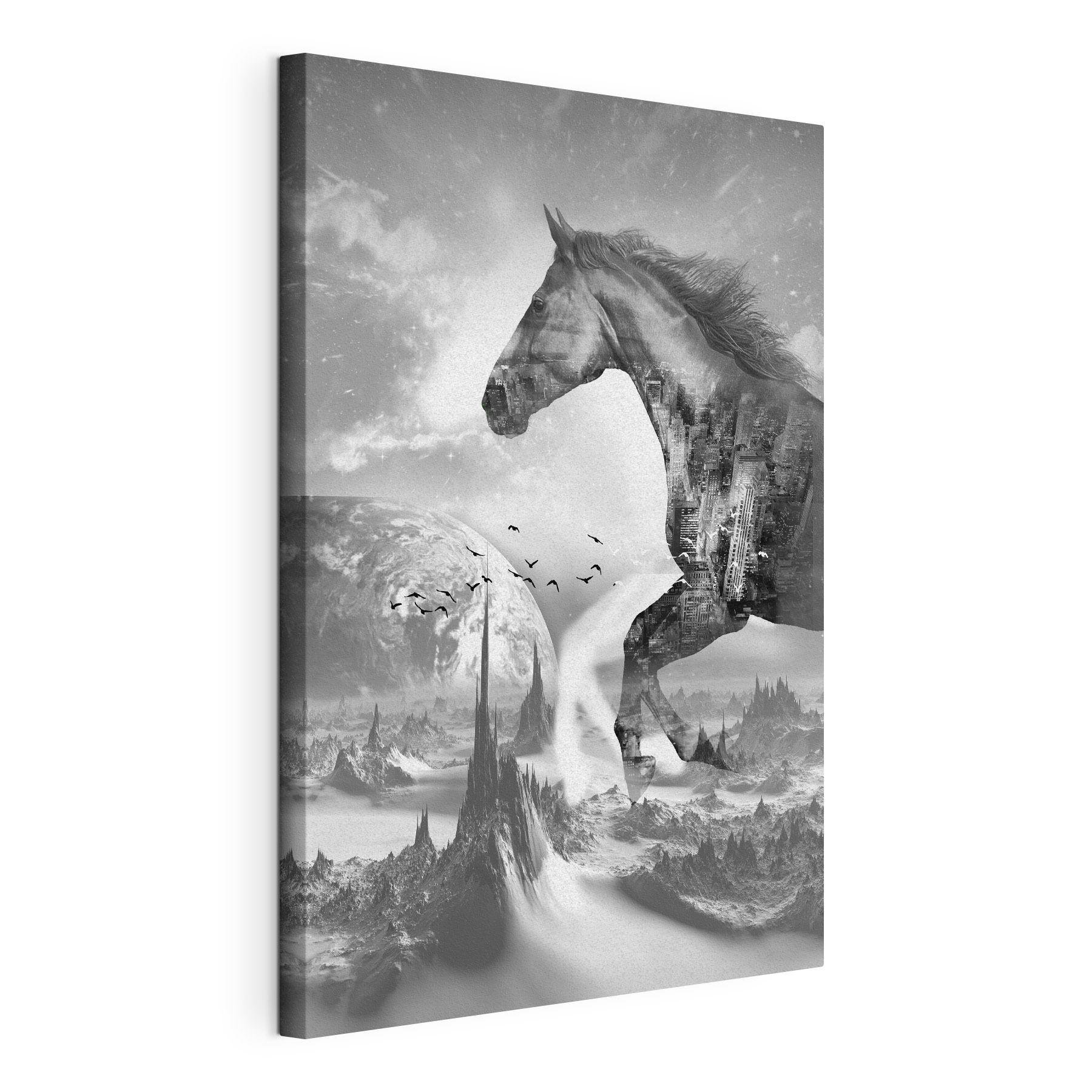 A horse running in a city A horse running in a city