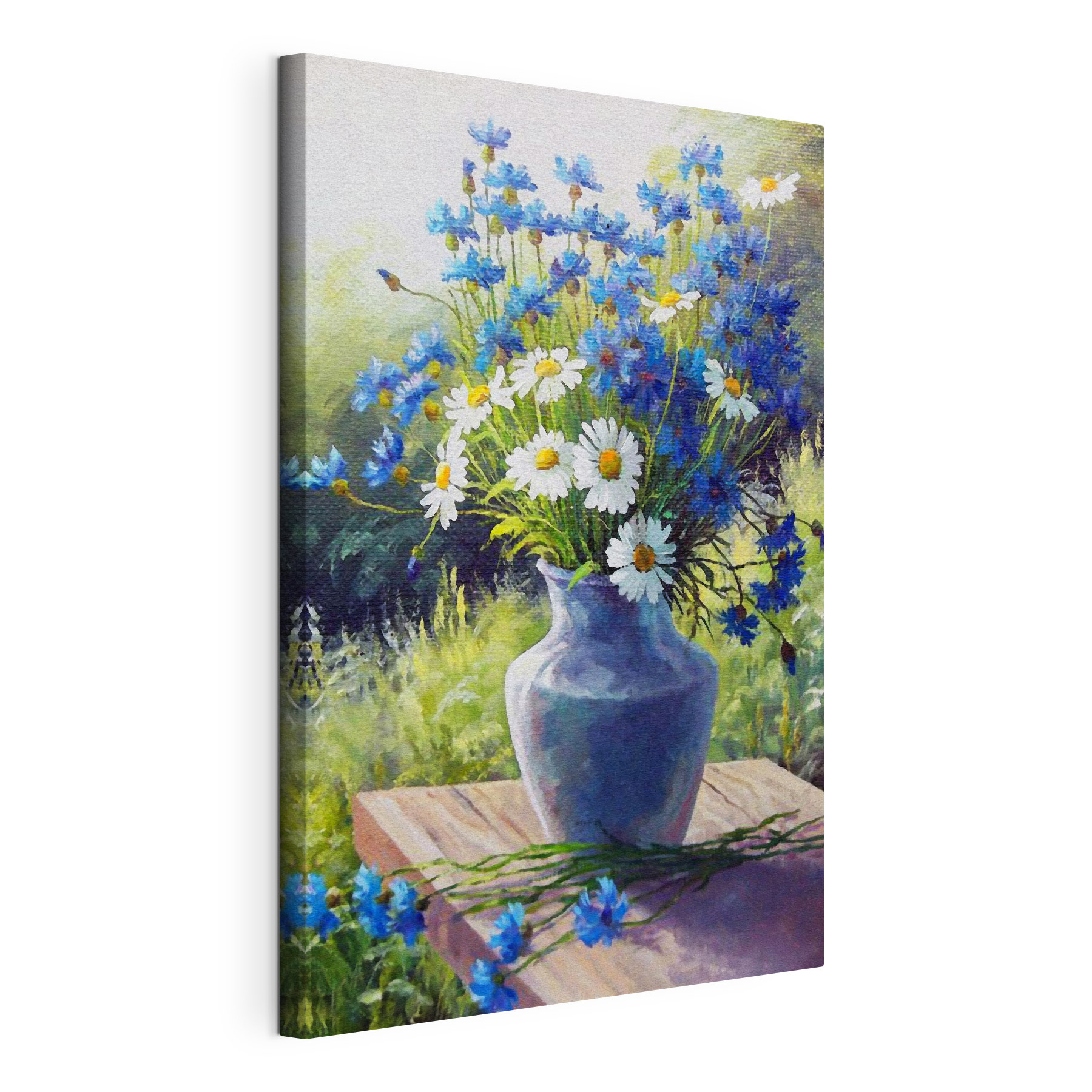 A painting of a vase of flowers