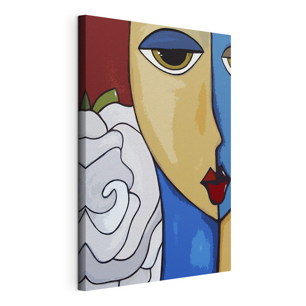 A painting of a woman's face