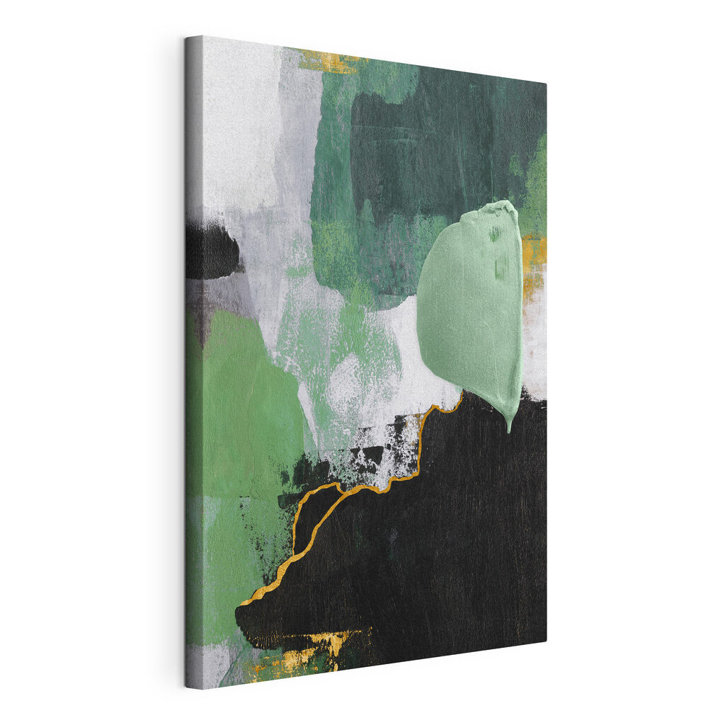 A painting of green and white A painting of green and white