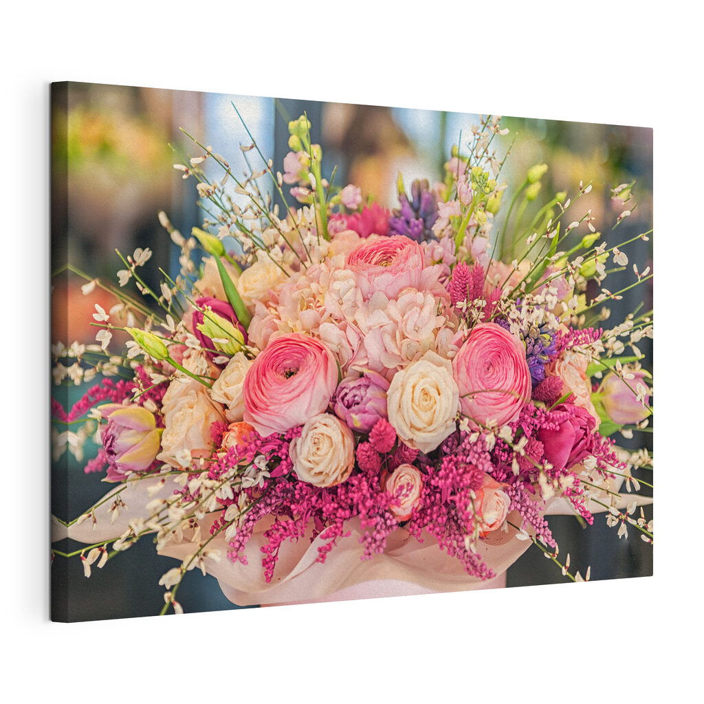 A bouquet of flowers in a box