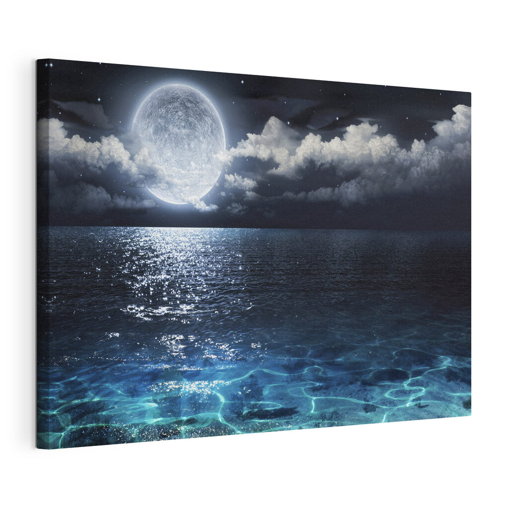 A moon over water at night A moon over water at night