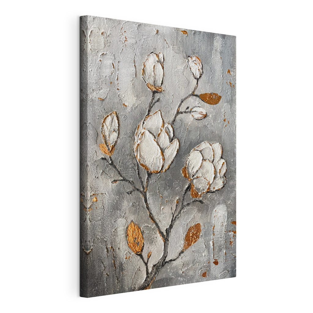 A painting of flowers on a wall A painting of flowers on a wall