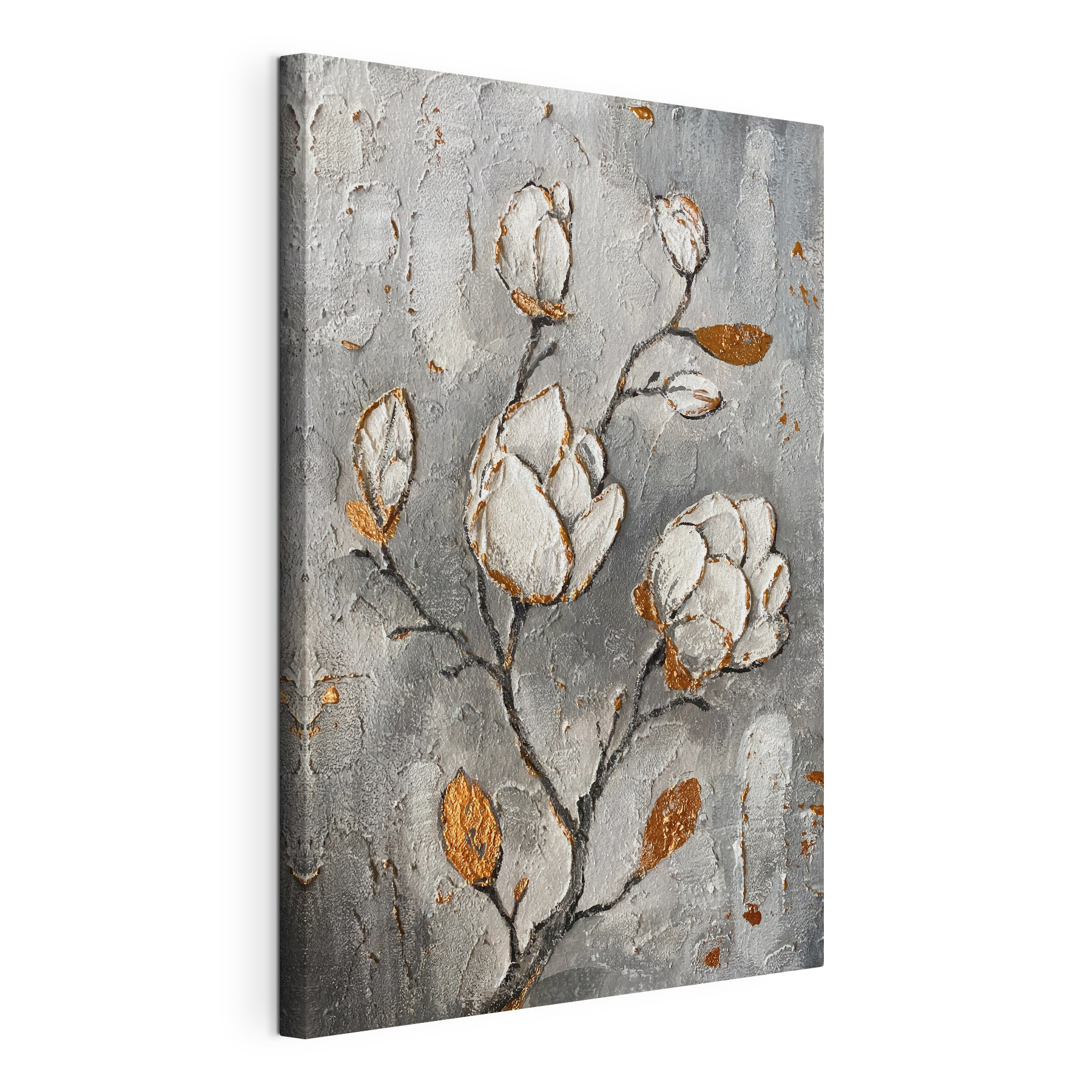 A painting of flowers on a wall A painting of flowers on a wall