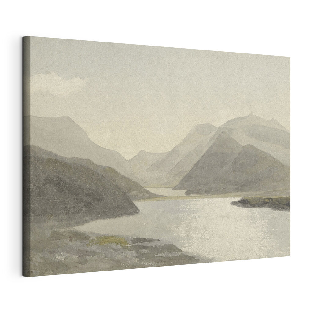 A watercolor of a lake and mountains A watercolor of a lake and mountains