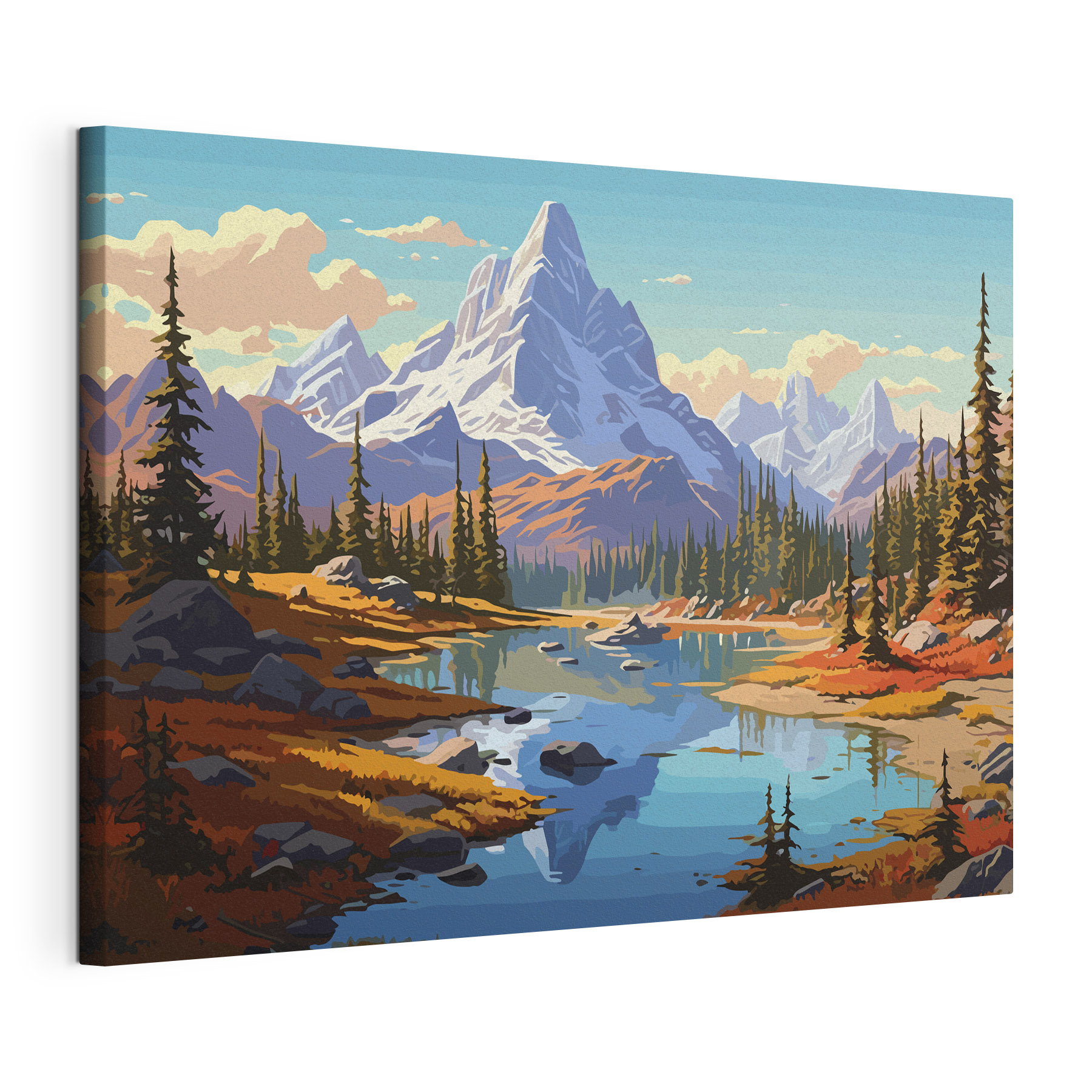 A river with trees and mountains in the background A river with trees and mountains in the background