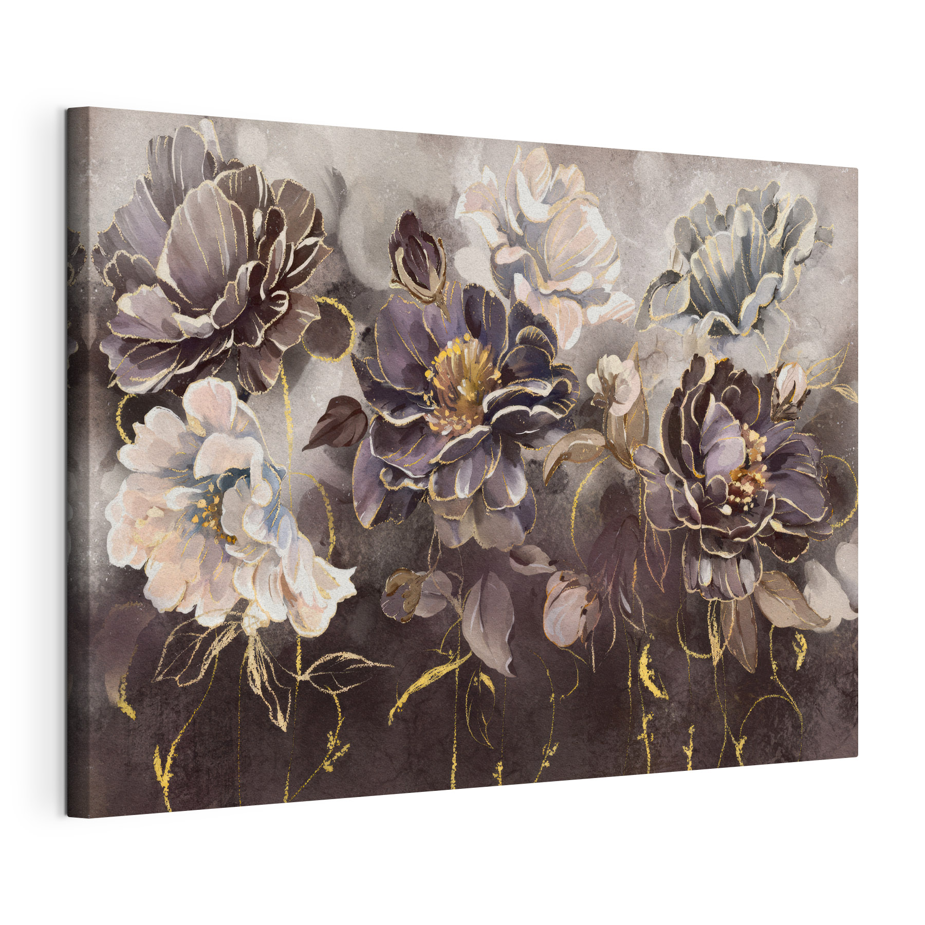 A painting of flowers on a wall A painting of flowers on a wall