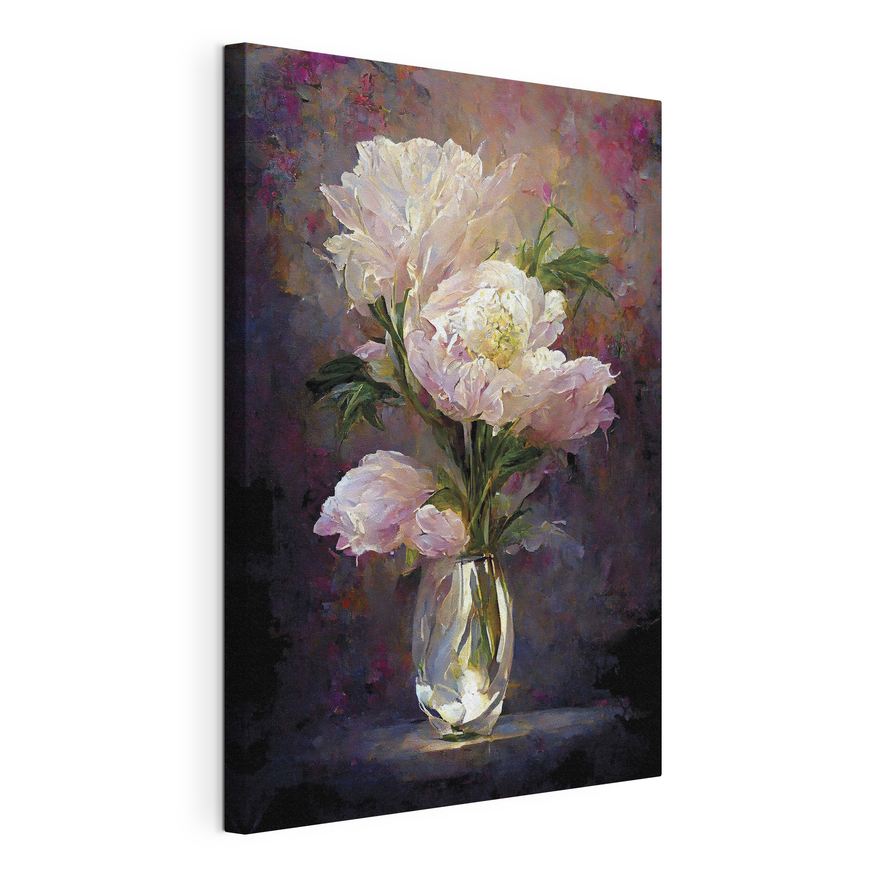 A painting of flowers in a vase