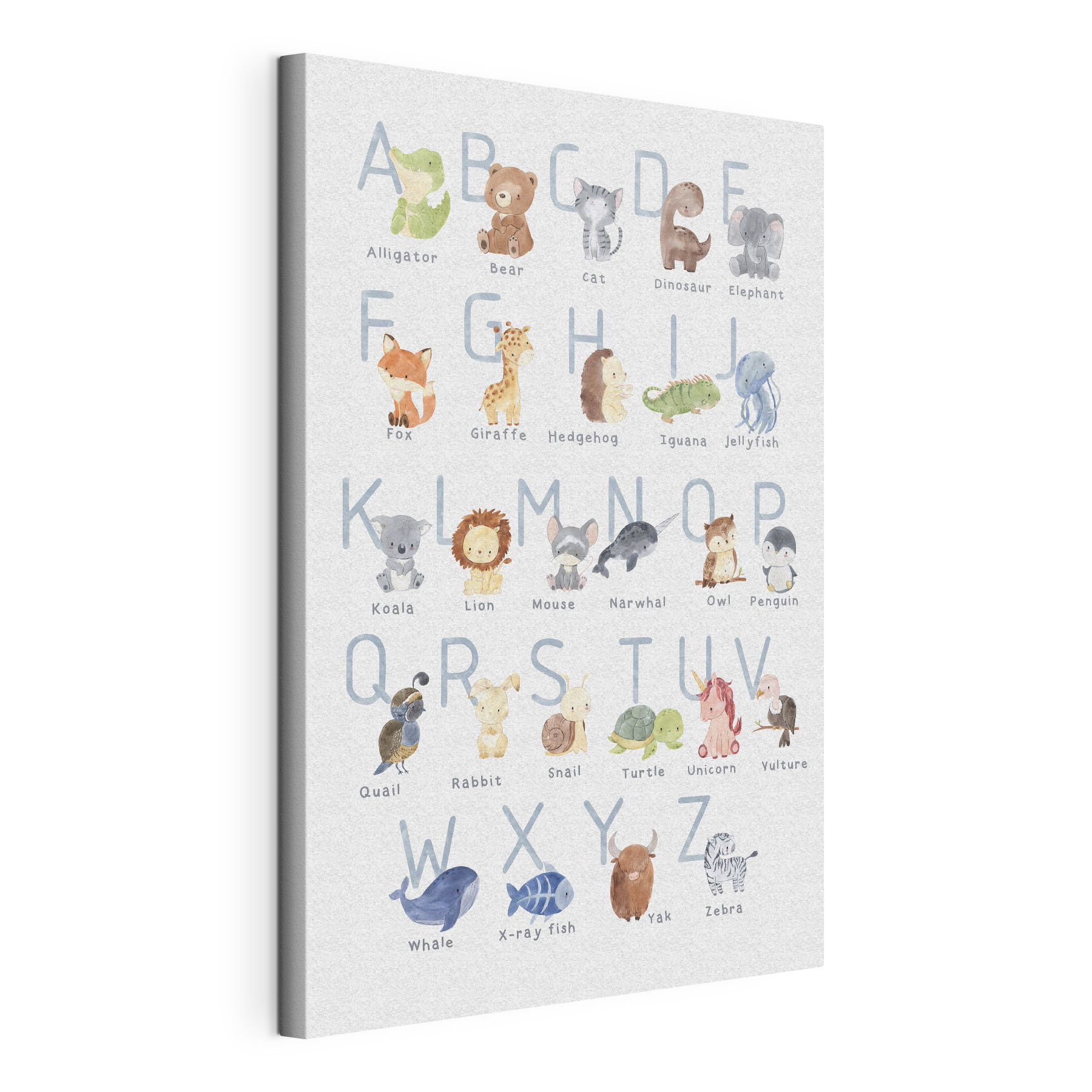 A poster with animals and letters A poster with animals and letters