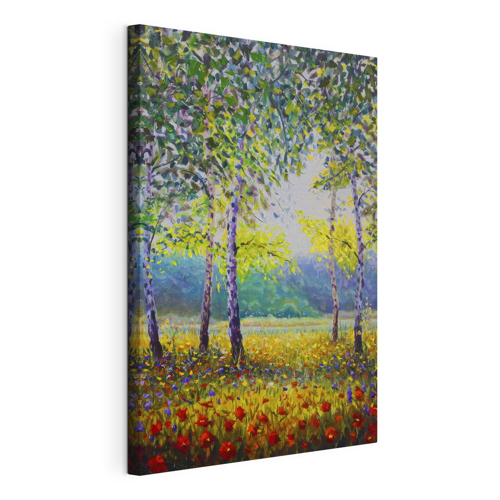 Painting of trees in a field Painting of trees in a field