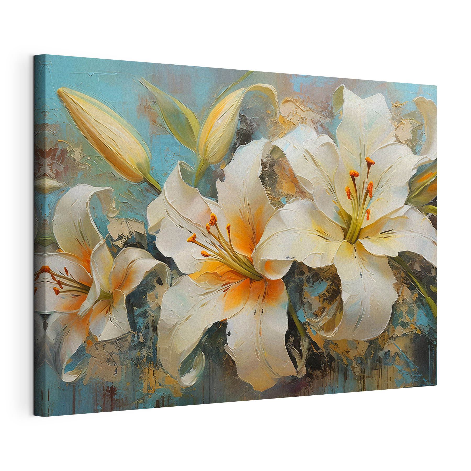 A painting of white flowers