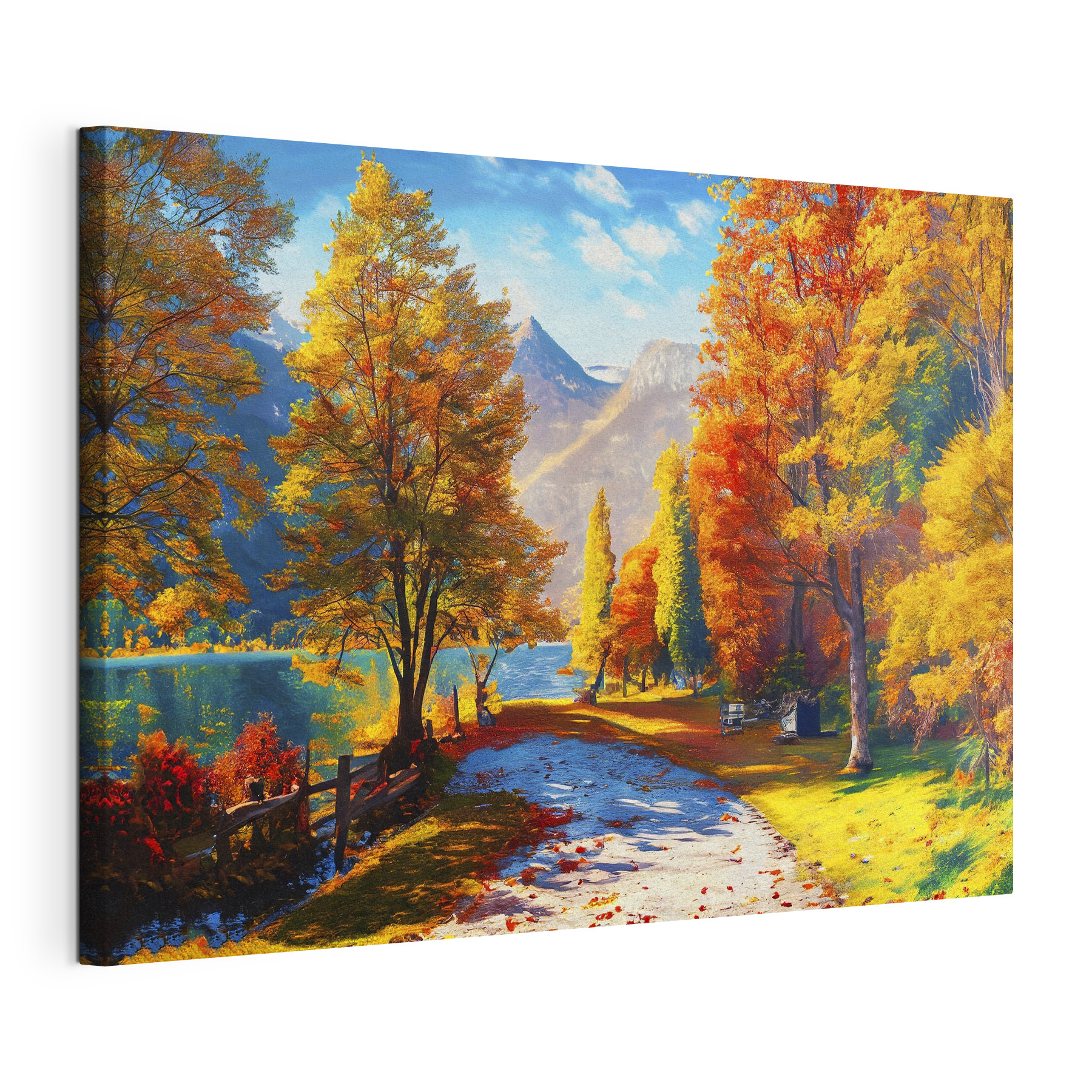 A path with trees and mountains in the background A path with trees and mountains in the background