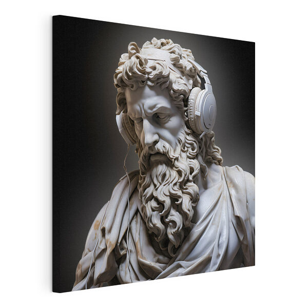 Una estatua de un hombre barbudo con auriculares Cuadros Una estatua de un hombre barbudo con auriculares