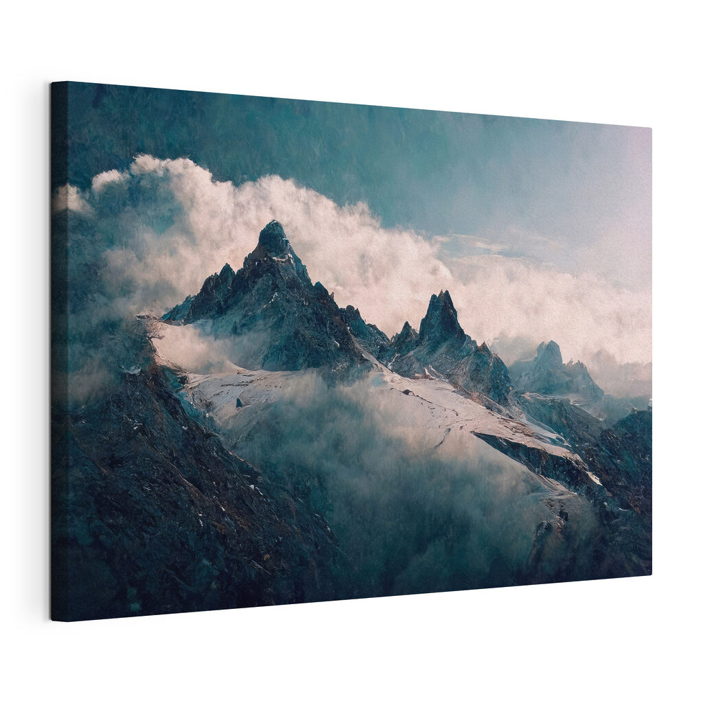 Snowy mountain tops with clouds Snowy mountain tops with clouds