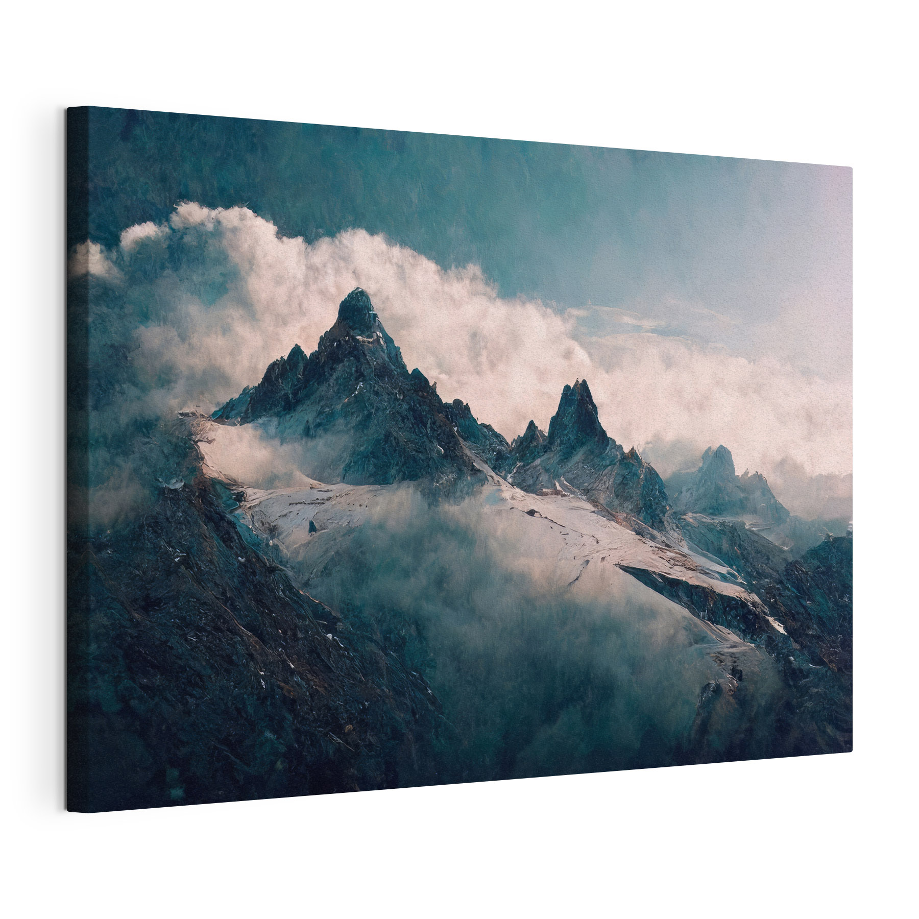 Snowy mountain tops with clouds Snowy mountain tops with clouds