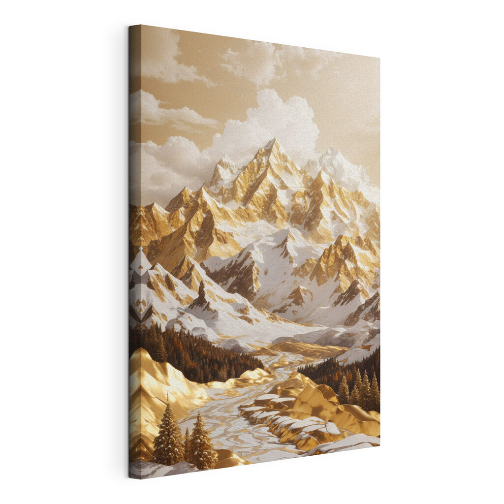 Snowy mountain range with trees