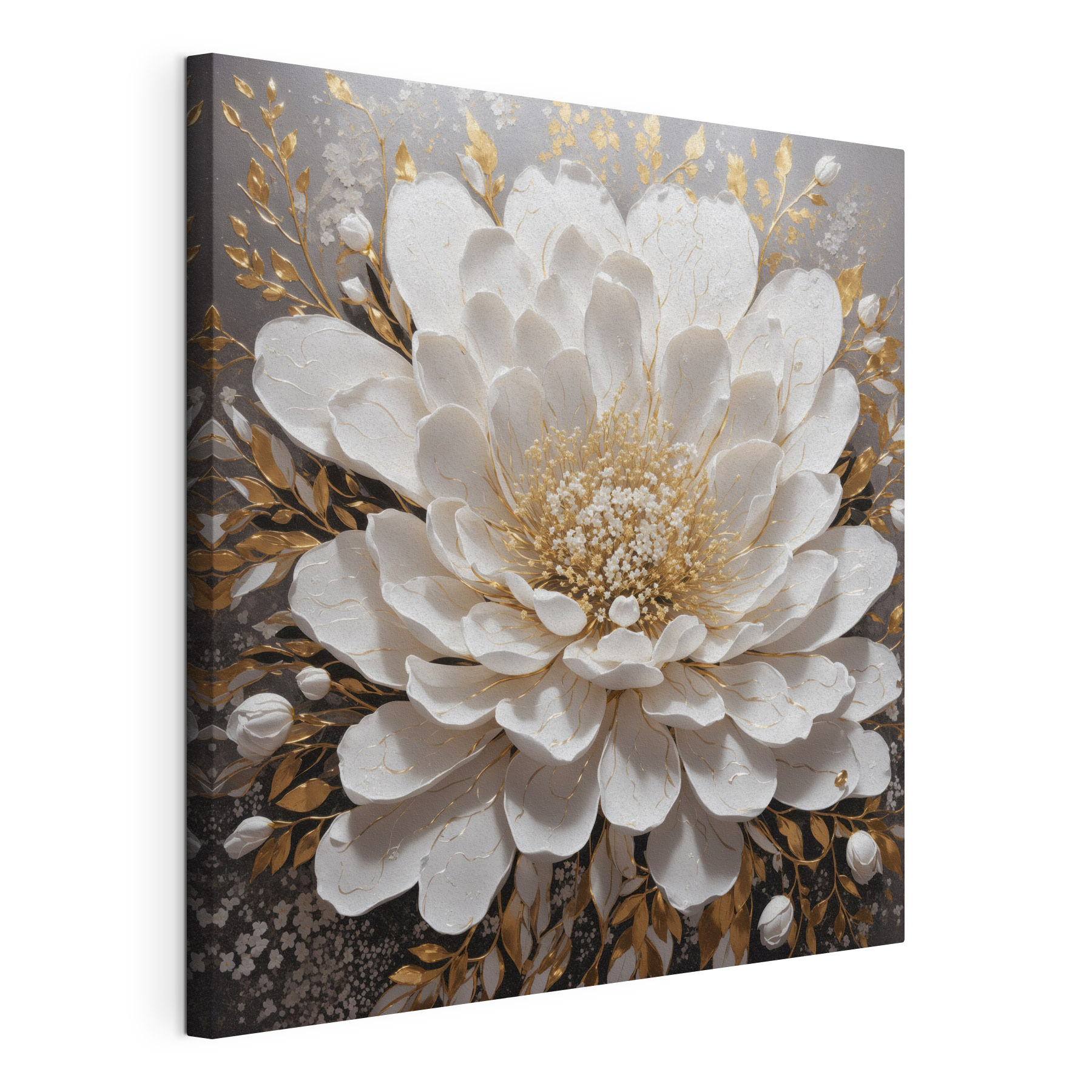 Elegant white flower with metallic accents Elegant white flower with metallic accents