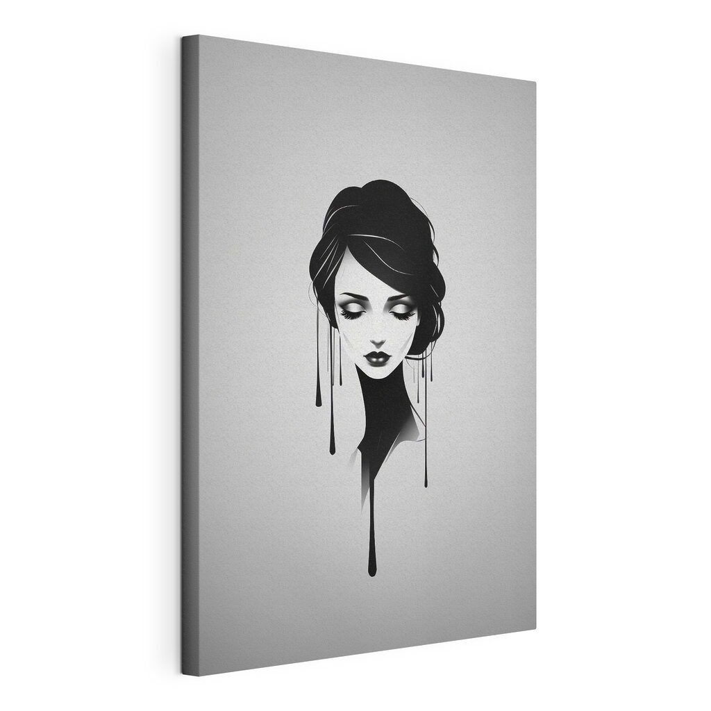 Woman with black hair and makeup