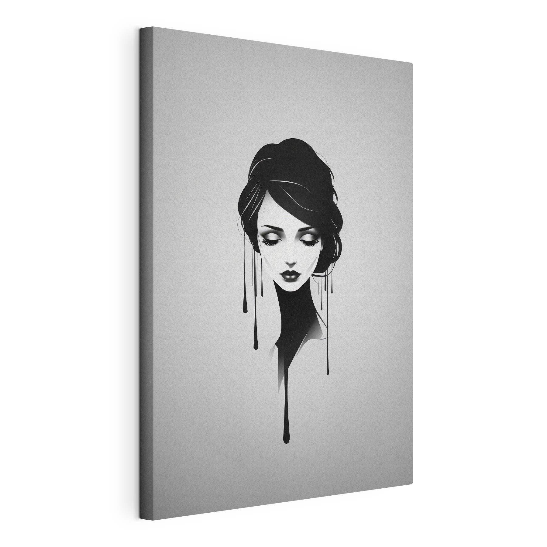 Woman with black hair and makeup