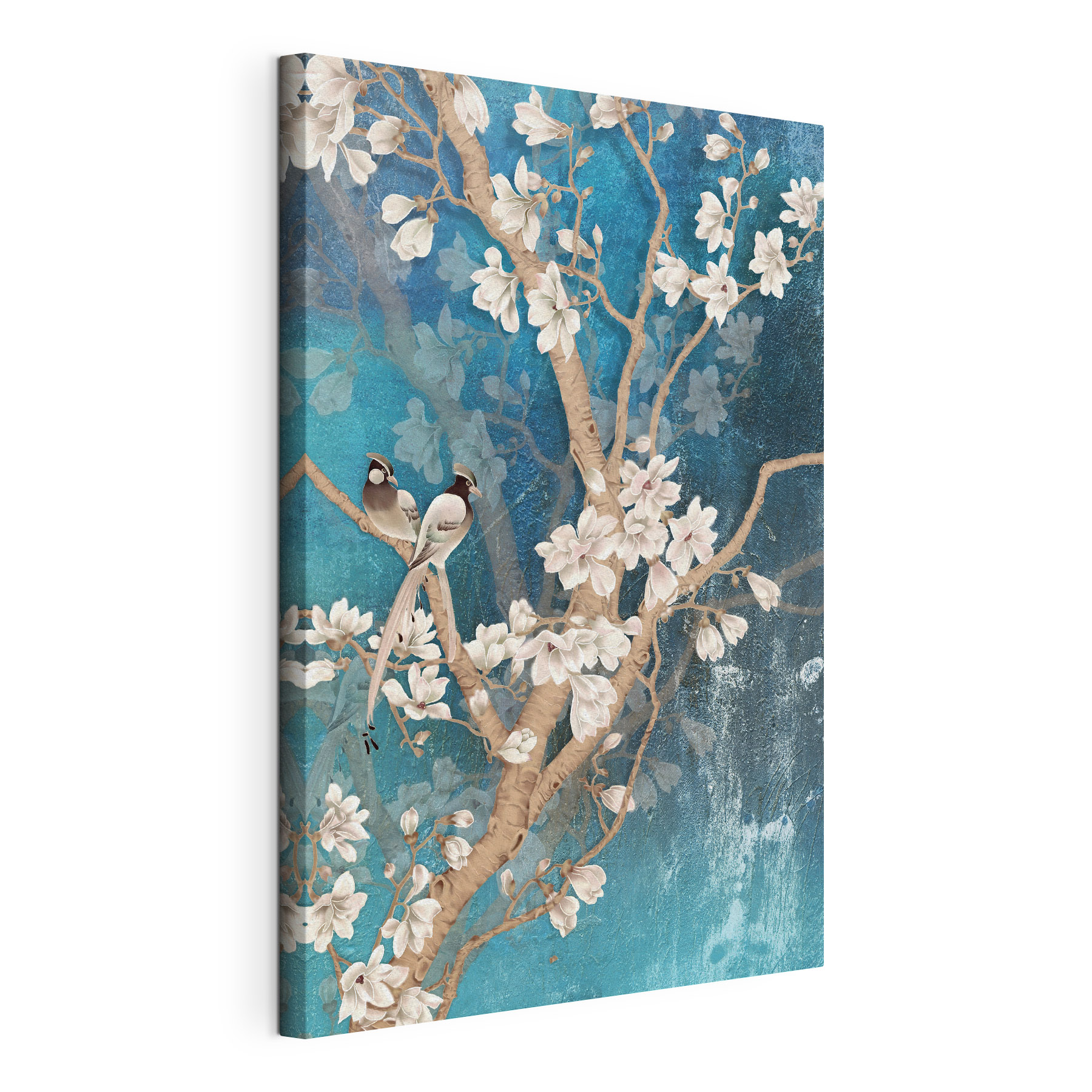 Tree with white flowers and birds Tree with white flowers and birds