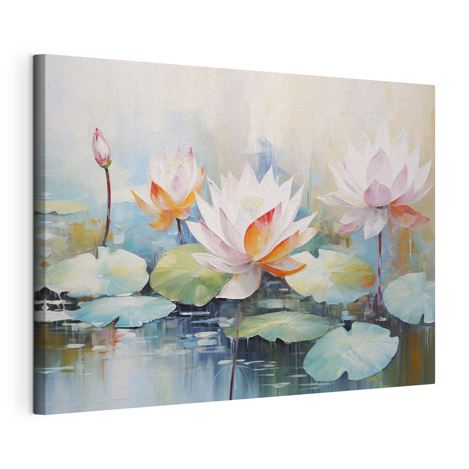 Painting of flowers on water Painting of flowers on water