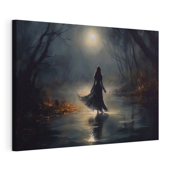 Cuadros Una mujer caminando por un bosque oscuro (SKU: s35975) Cuadros Cuadros Una mujer caminando por un bosque oscuro (SKU: s35975)