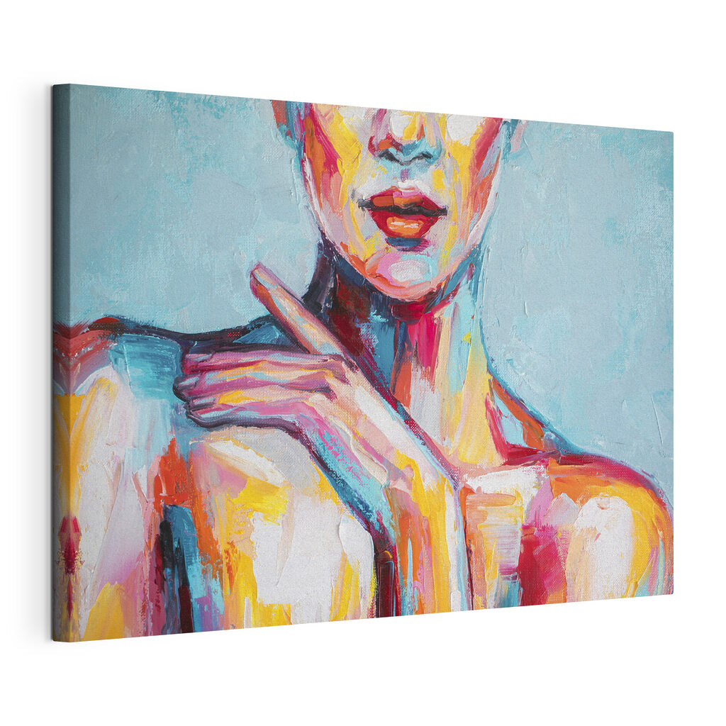 Painting of a woman with her hand on her shoulder Painting of a woman with her hand on her shoulder