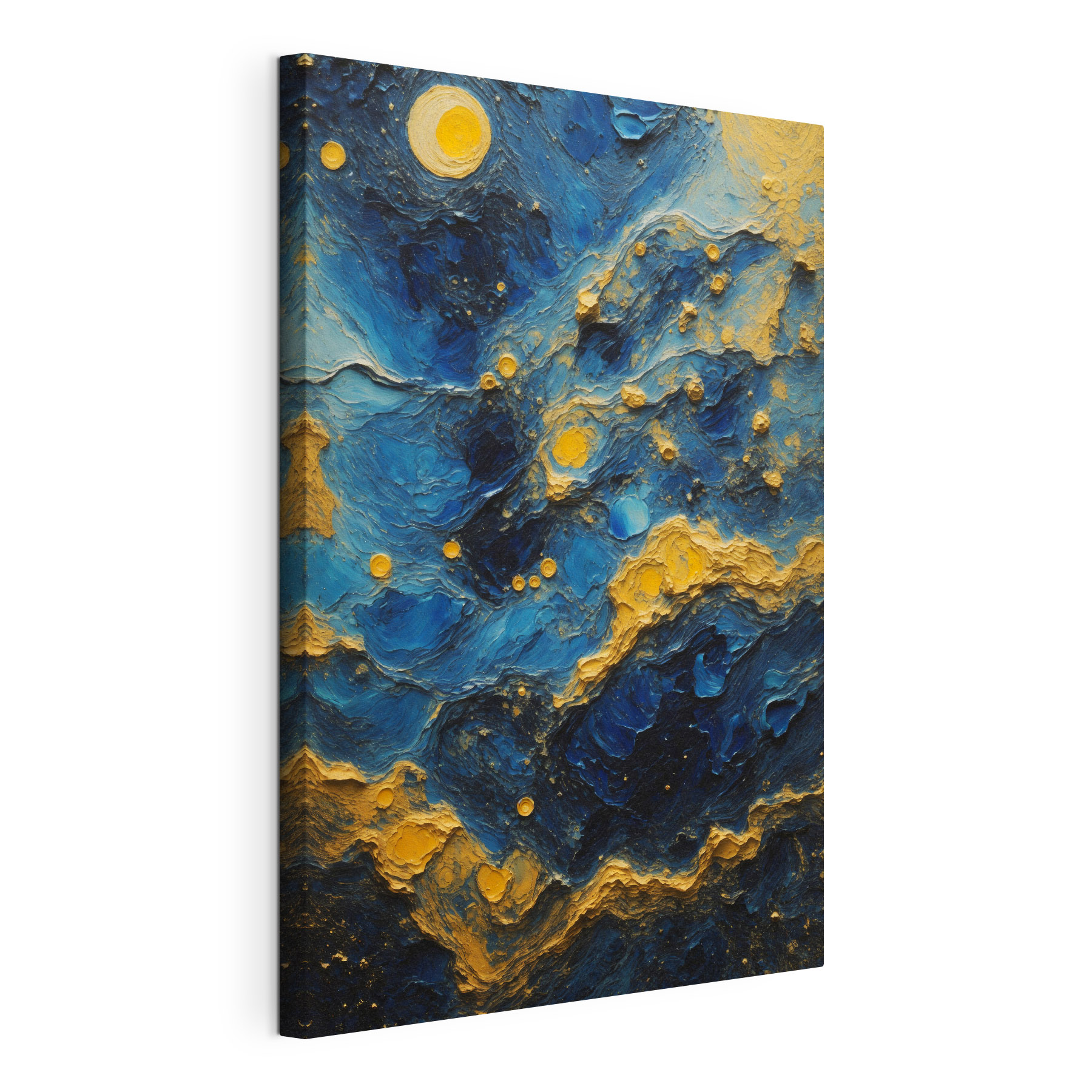 Azure waves and amber orbs dance Azure waves and amber orbs dance