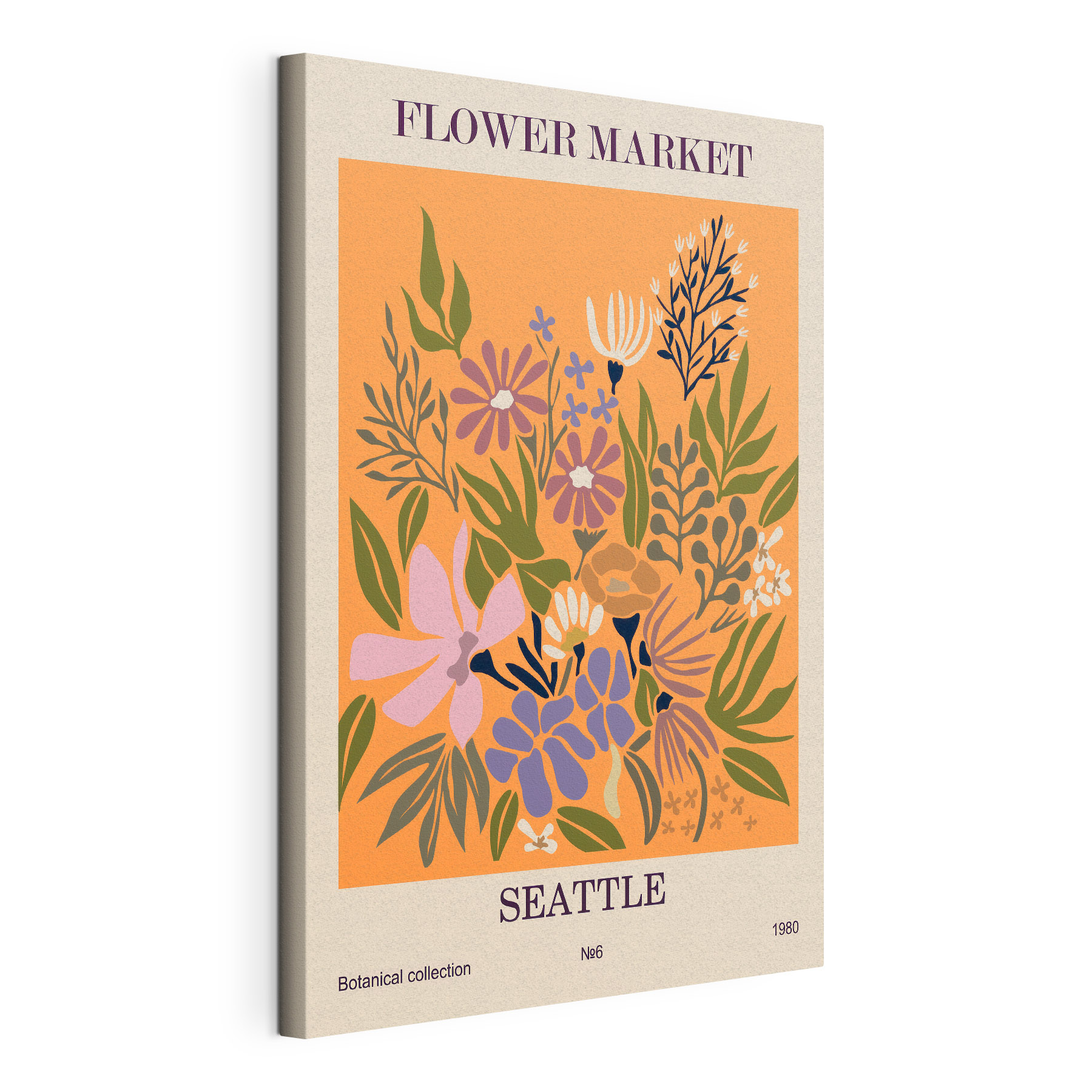 Colorful floral design on an orange background Colorful floral design on an orange background