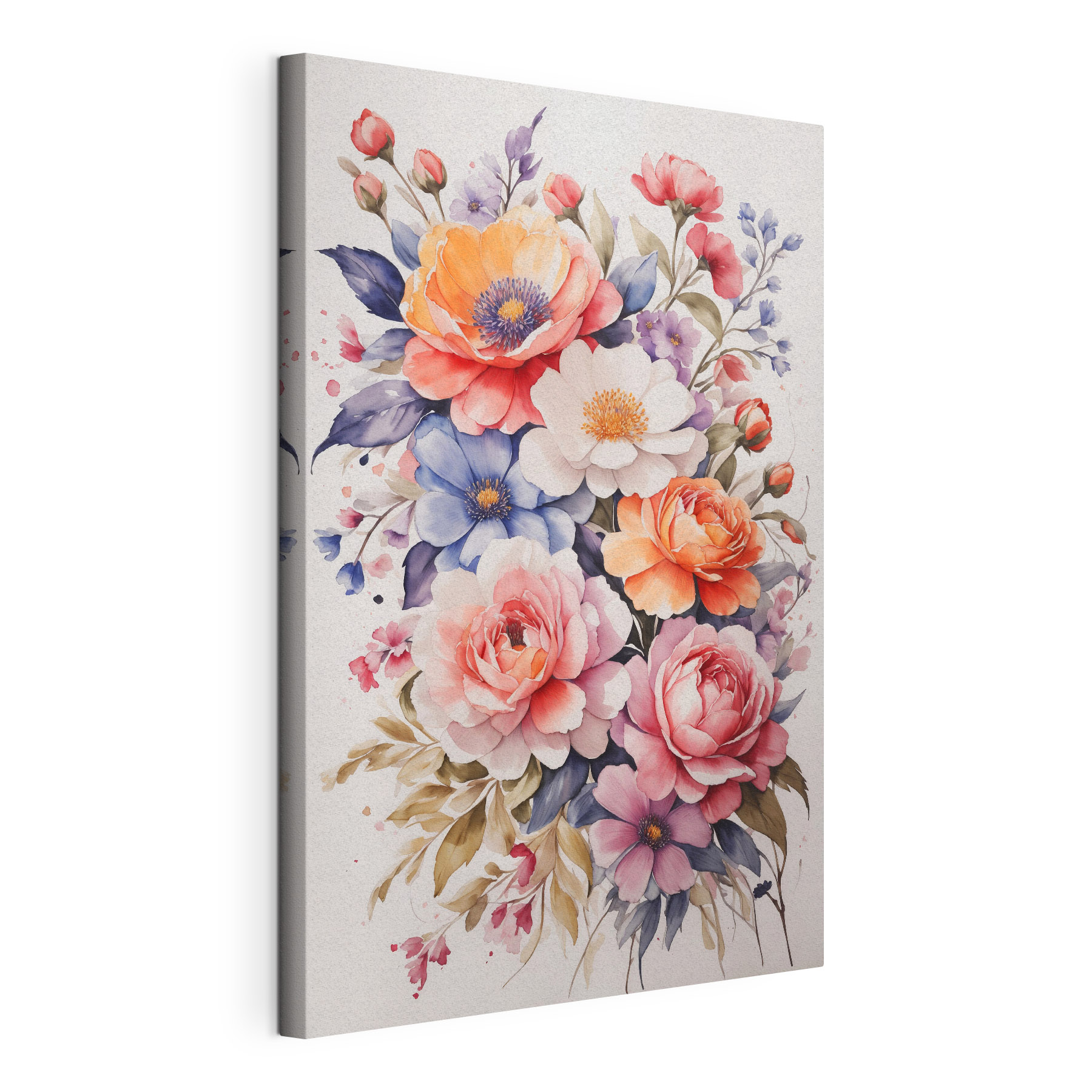 Painting of flowers on a white surface Painting of flowers on a white surface