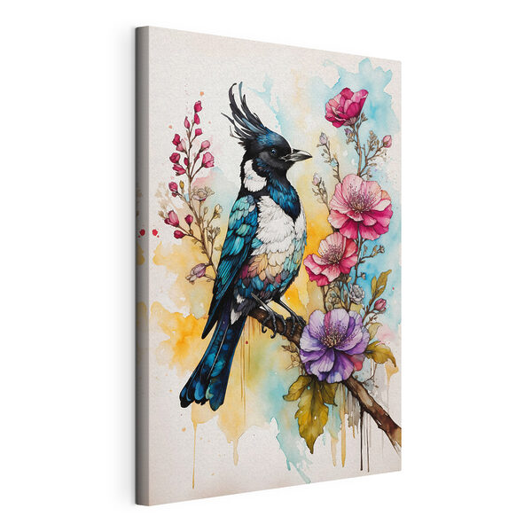 Cuadros Pájaro en una rama con flores (SKU: s36220) Cuadros Cuadros Pájaro en una rama con flores (SKU: s36220)