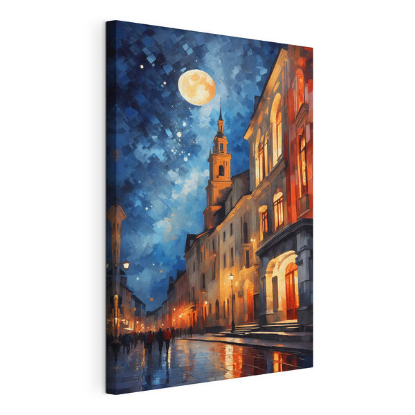 Cuadros Calle con edificios y la luna (SKU: s36230) Cuadros Cuadros Calle con edificios y la luna (SKU: s36230)