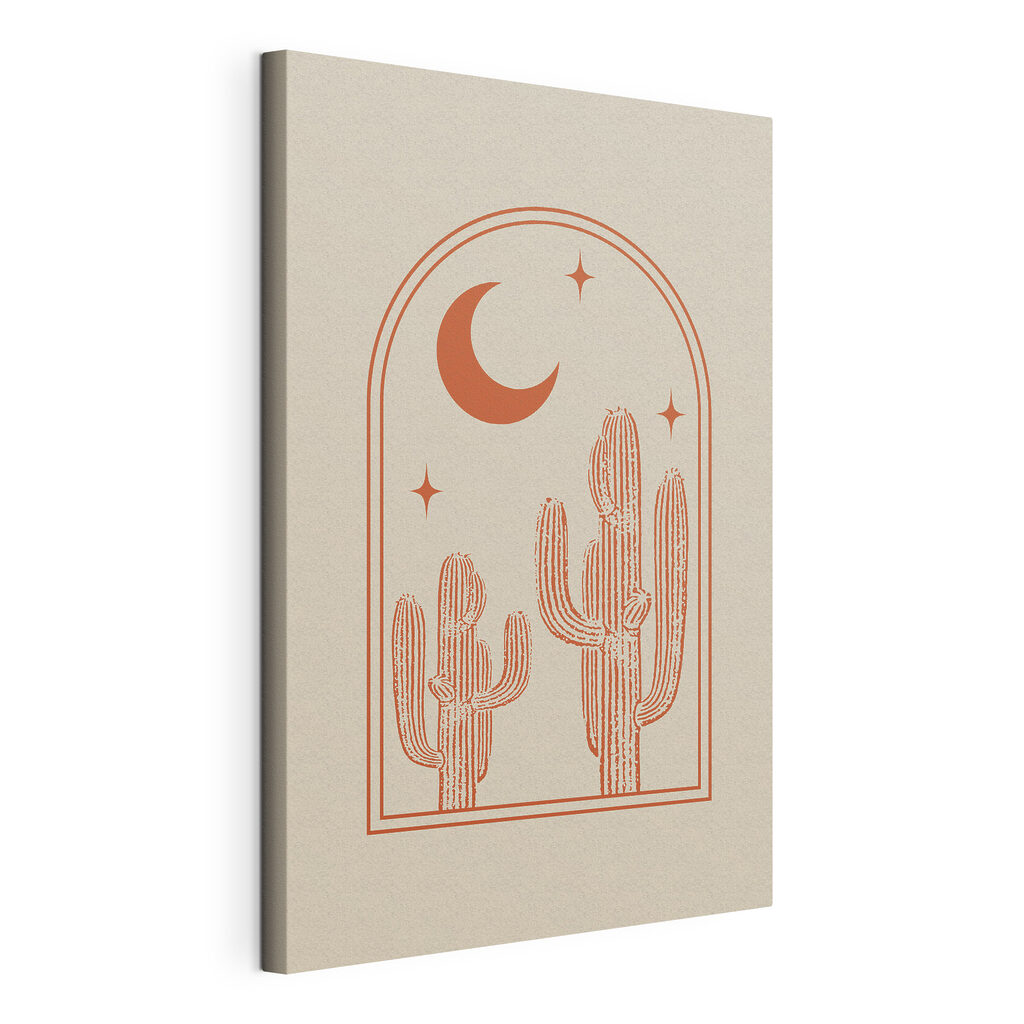 Graphic of a cactus and moon Graphic of a cactus and moon