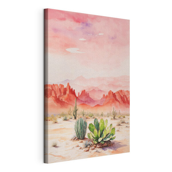 Cuadros Acuarela de un paisaje desértico con cactus y montañas (SKU: s36274) Cuadros Cuadros Acuarela de un paisaje desértico con cactus y montañas (SKU: s36274)