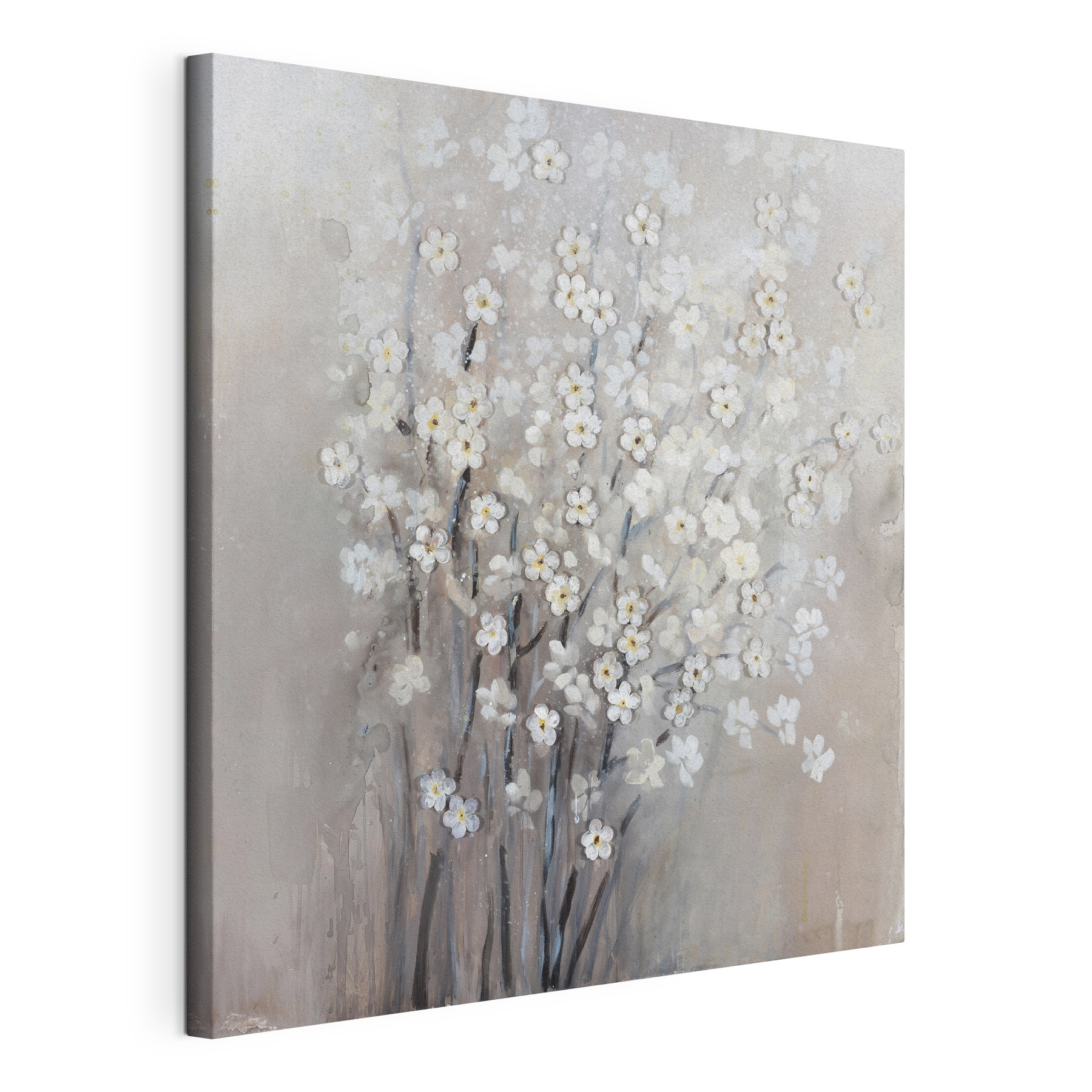 A painting of white flowers A painting of white flowers