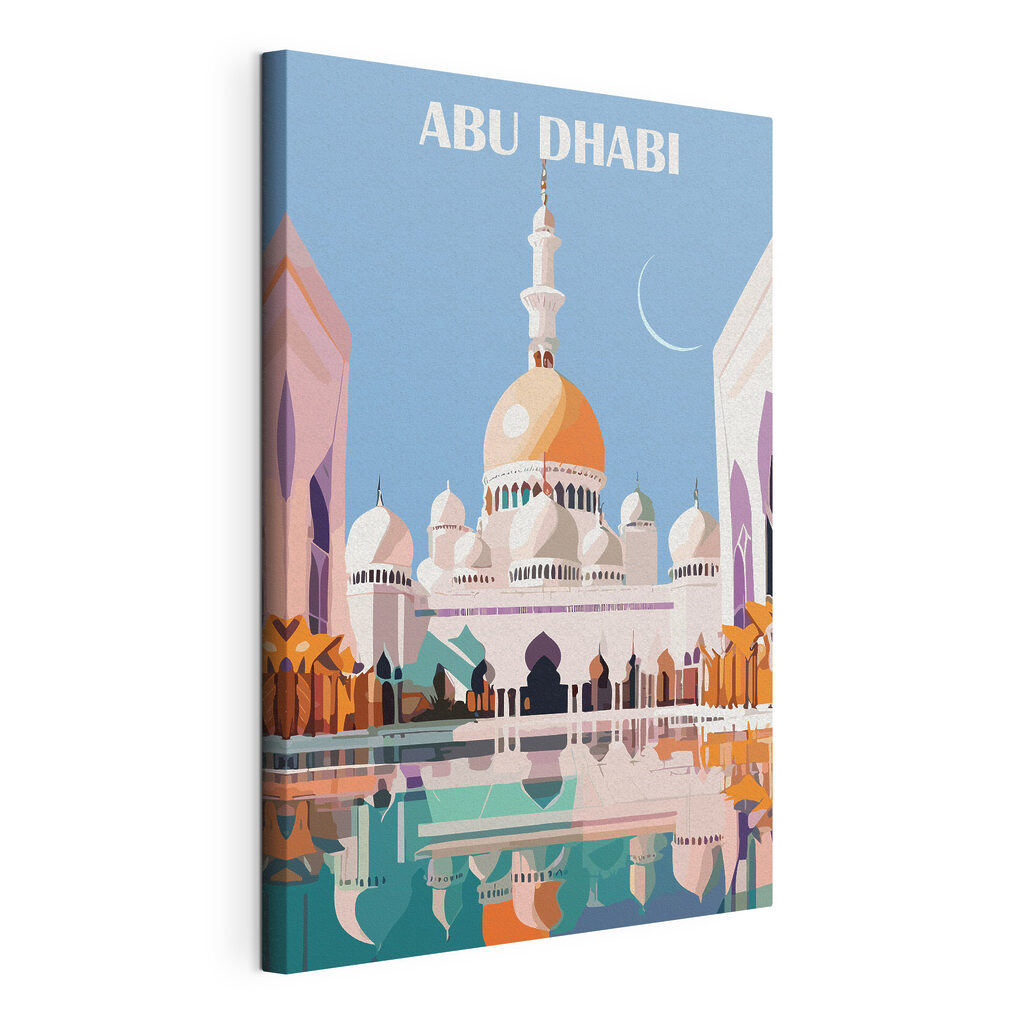 A large building with a dome and a pool with Sheikh Zayed Mosque in the background A large building with a dome and a pool with Sheikh Zayed Mosque in the background