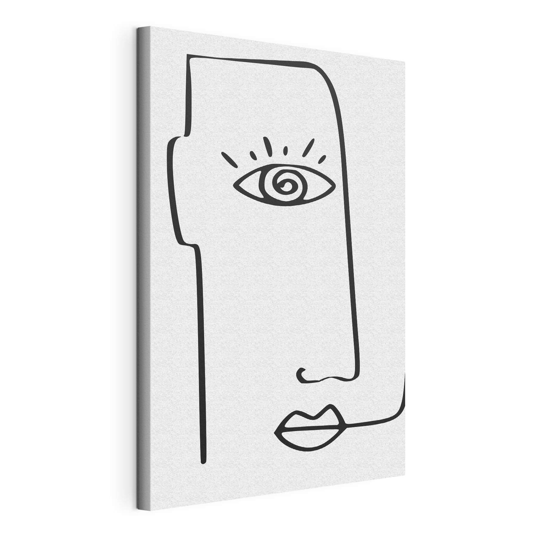 A black and white drawing of a face with eye and nose A black and white drawing of a face with eye and nose