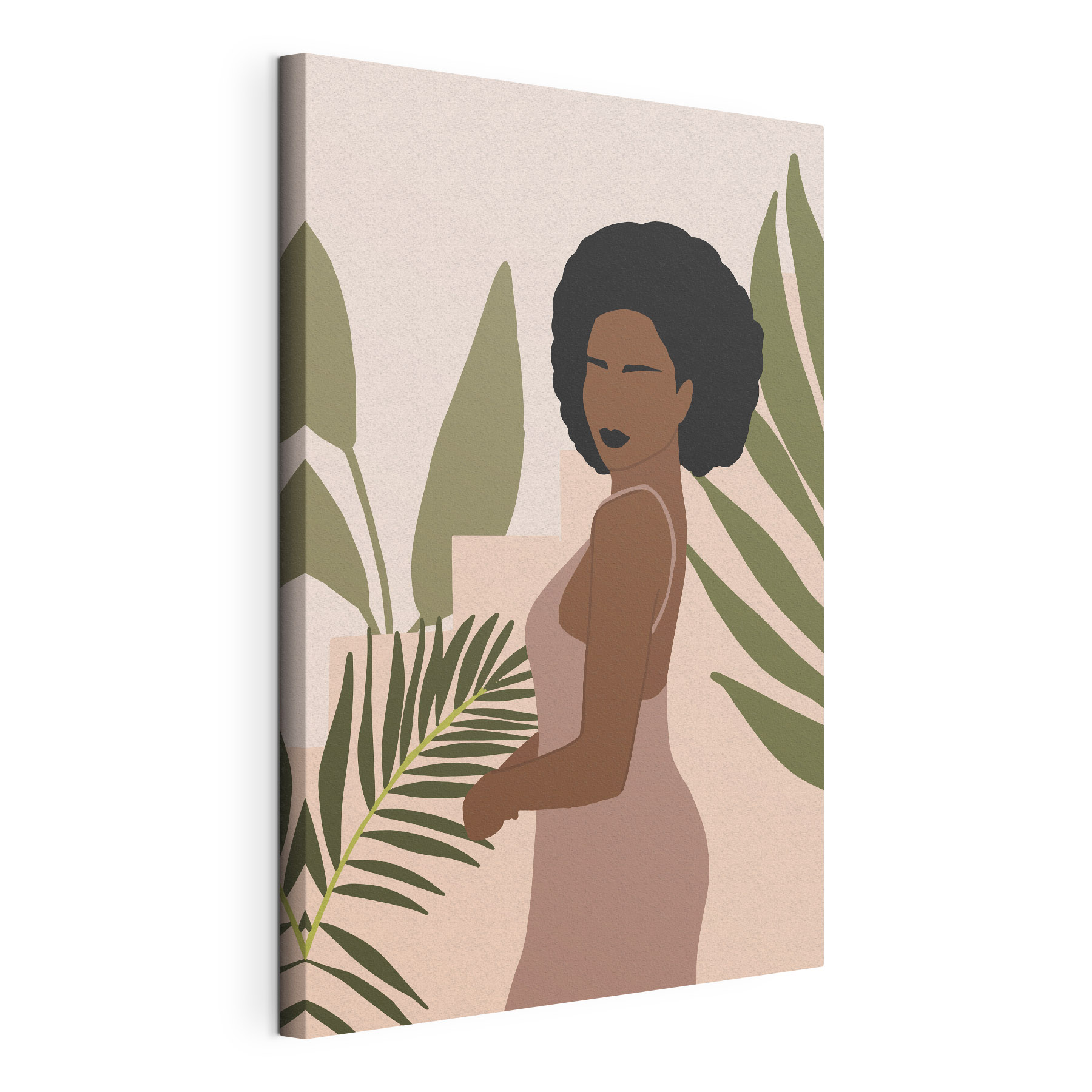 Woman with dark hair and a plant Woman with dark hair and a plant