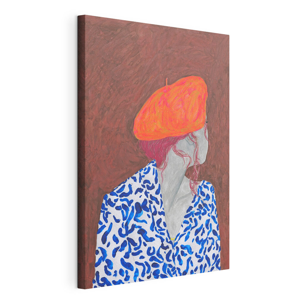 A painting of a woman wearing a hat A painting of a woman wearing a hat